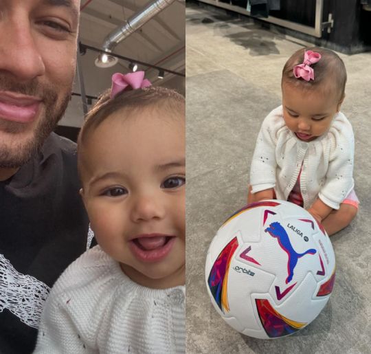 Neymar Jr. compartilha momento fofo ao lado de Mavie e mostra filha ao lado de bola de futebol. Confira os momentos da pequena